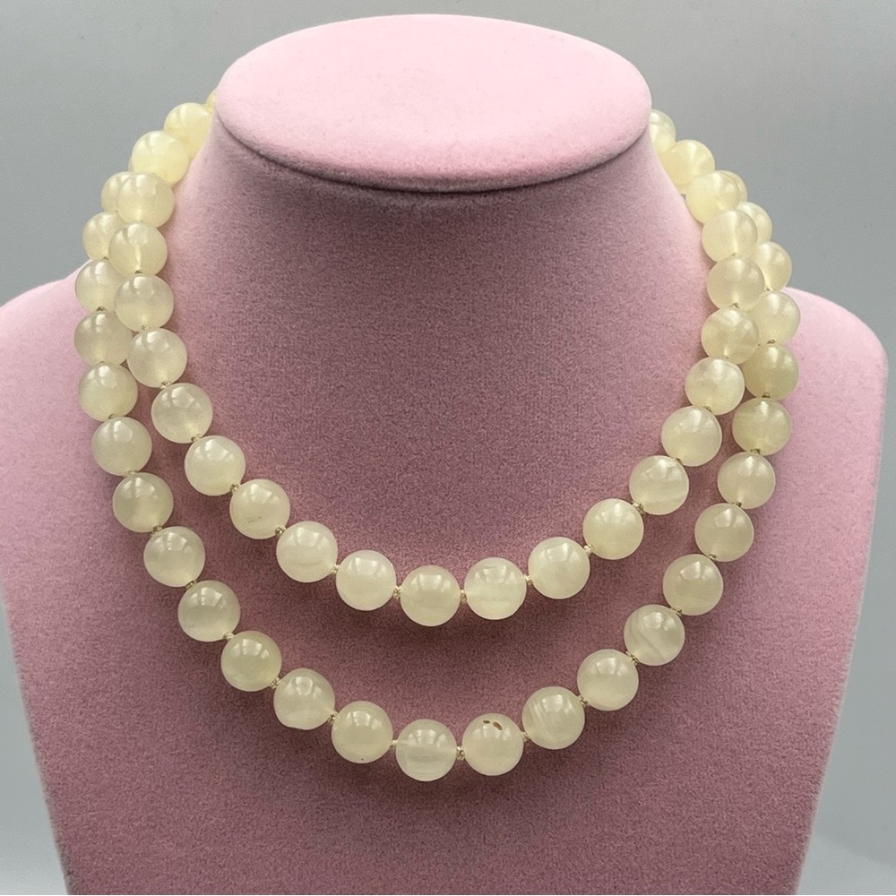 Unisex 10mm handknotted citrine round beaded Necklace